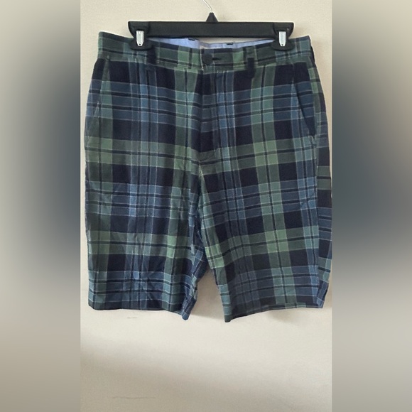 J. Crew Other - J Crew Blue Green PlaidShorts Size 31 100% Cotton Flat Front Inseam 10.5‎ in